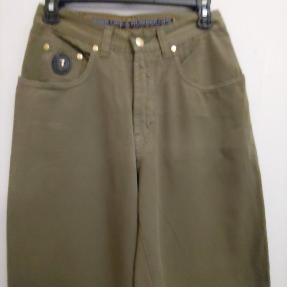 Trussardi Jeans Ittierre SPA Number One Army Green Straight Leg pants 30 Italy - Picture 2 of 13